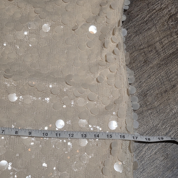 Kenneth Cole New York Oyster Sequin Mini Dress Size M Ivory Cream Disco Party - Picture 8 of 9